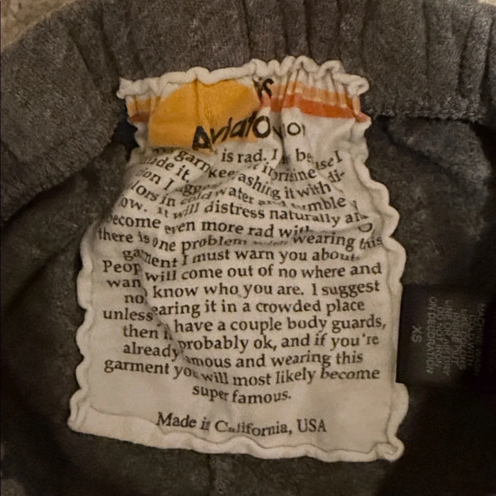 Aviator Nation Gray Cropped Pants with Rainbow Stripes - Picture 2 of 6